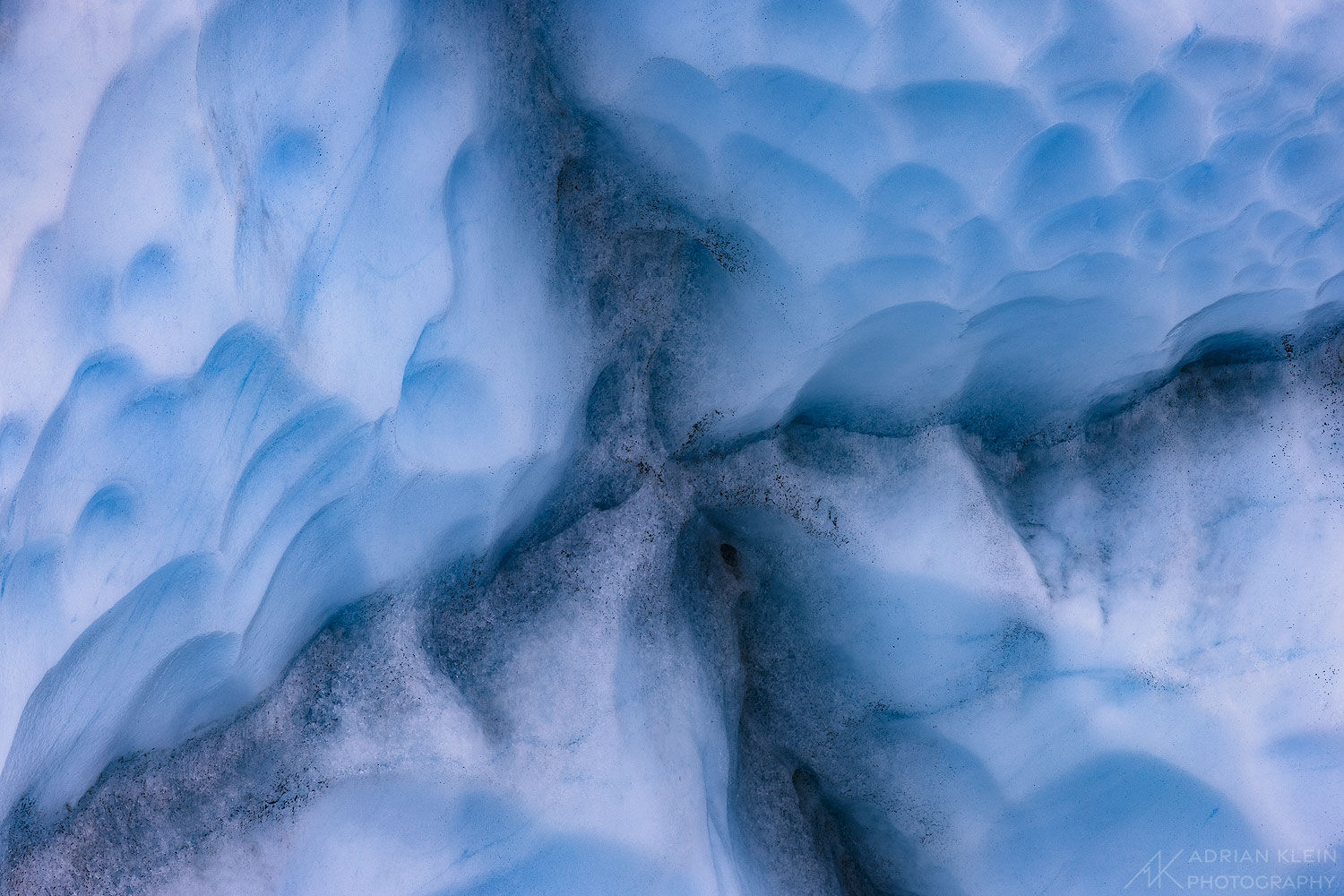 Close up view of a glacier in Alaska.