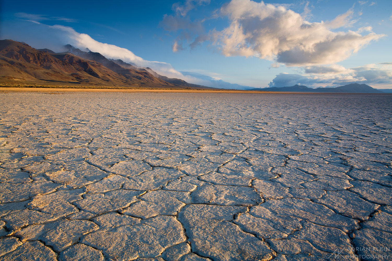 The Alvord Desert playa bare and dry during a spring sunrise in South Eastern Oregon.