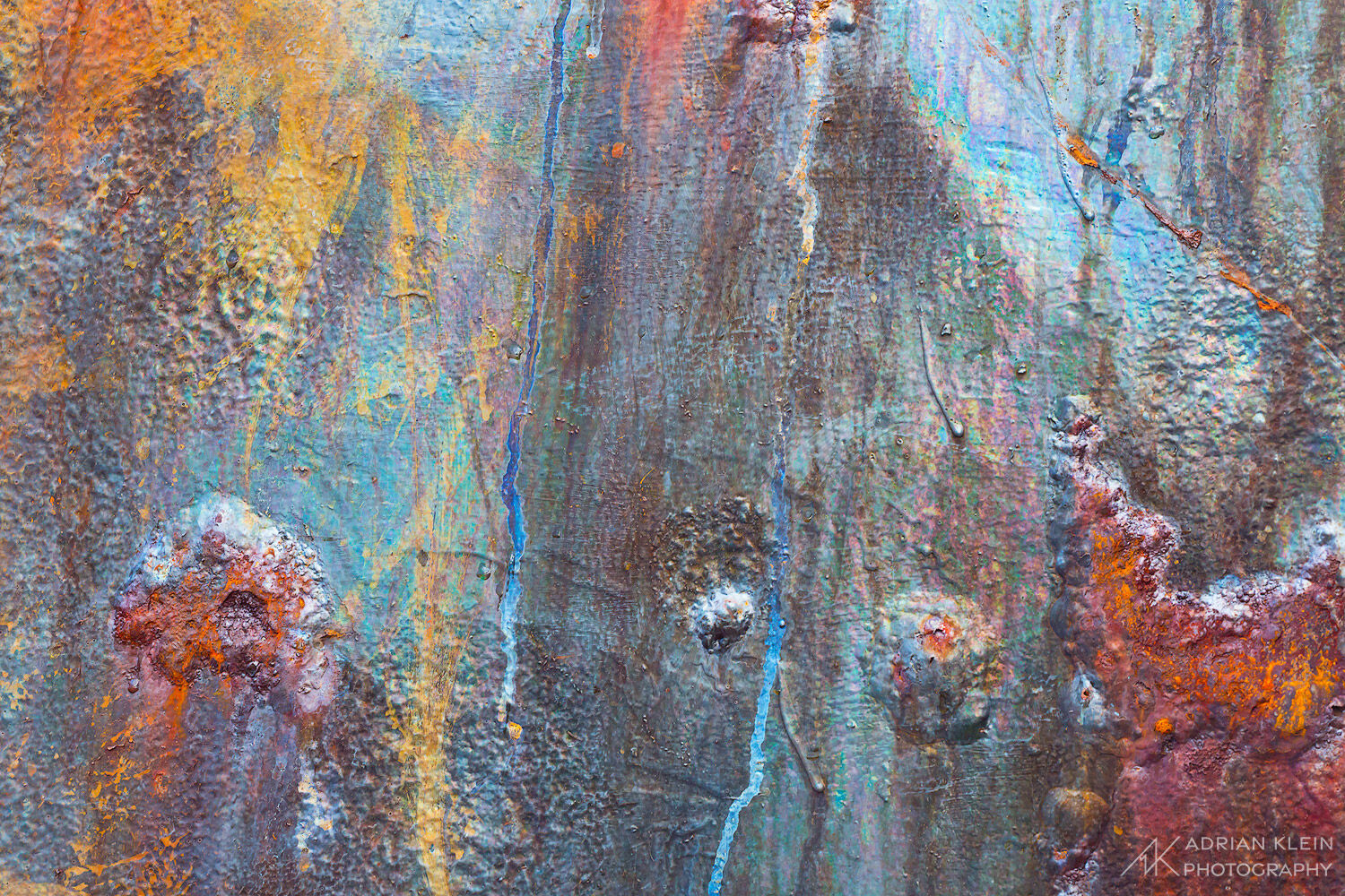 Rust and paint peeling and dripping on old ship
