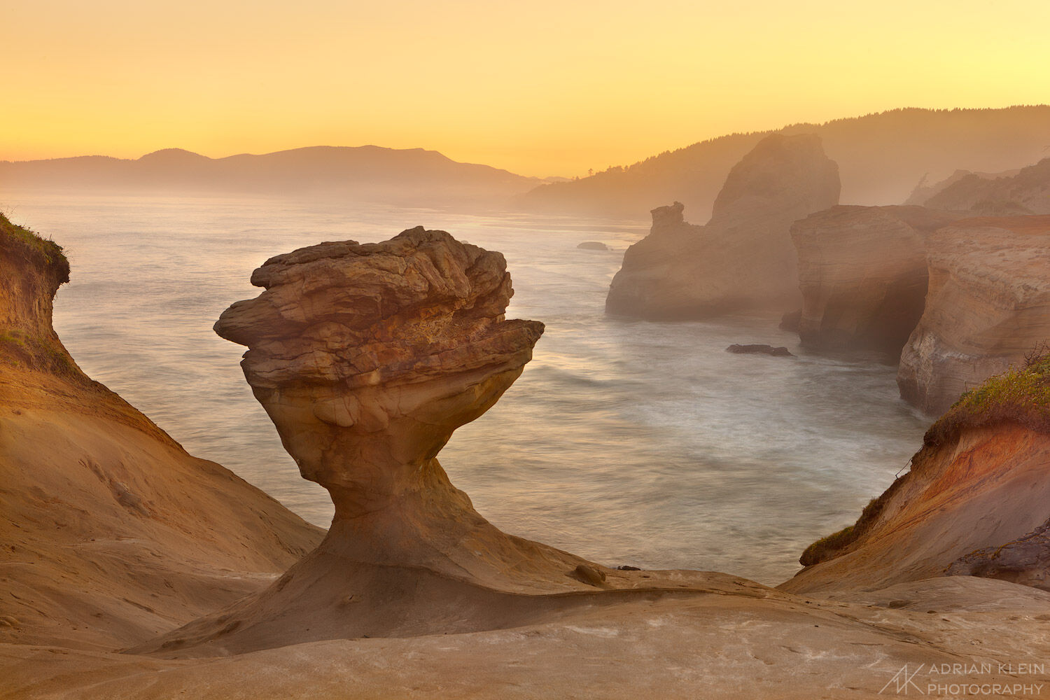 A hoodoo stands short but solid giving the feeling of strength and power. Photo taken on Cape Kiwanda along the Oregon Coast...