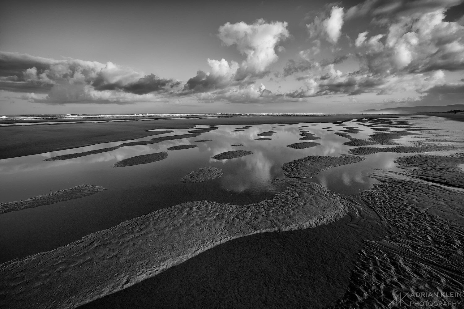 Many little sand bars pop up at low tide along the Oregon Coast at Cape Lookout State Park.