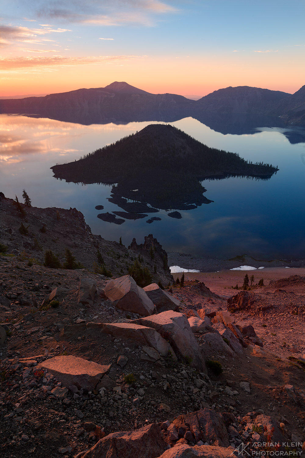 Sunrise along the rim of Crater Lake in Summer time at Crater Lake National Park, Oregon. Limited Edition of 50.