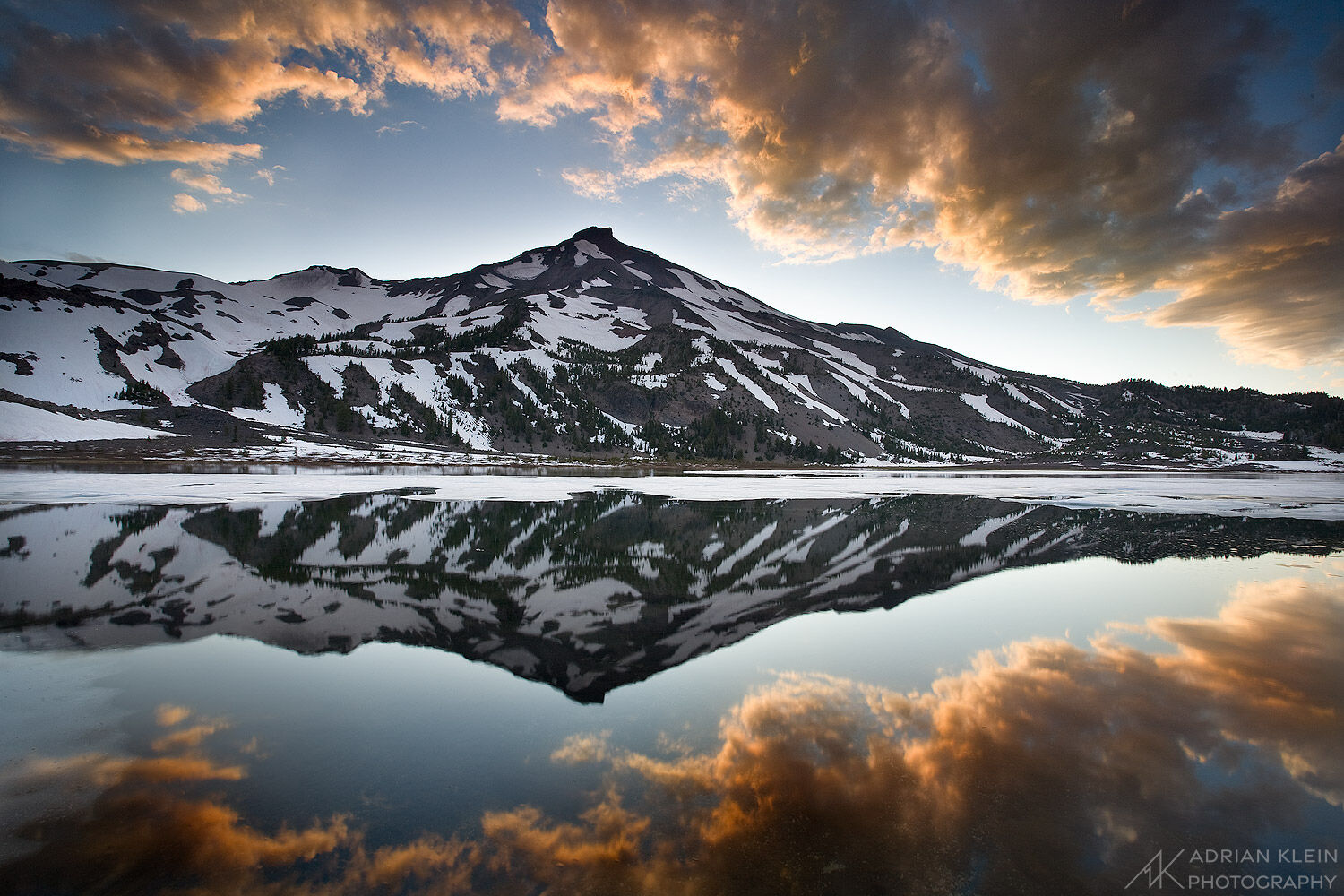 The clouds frame South Sister while reflecting in Green Lakes in the Three Sisters Wilderness, Oregon. Limited Edition of 150...