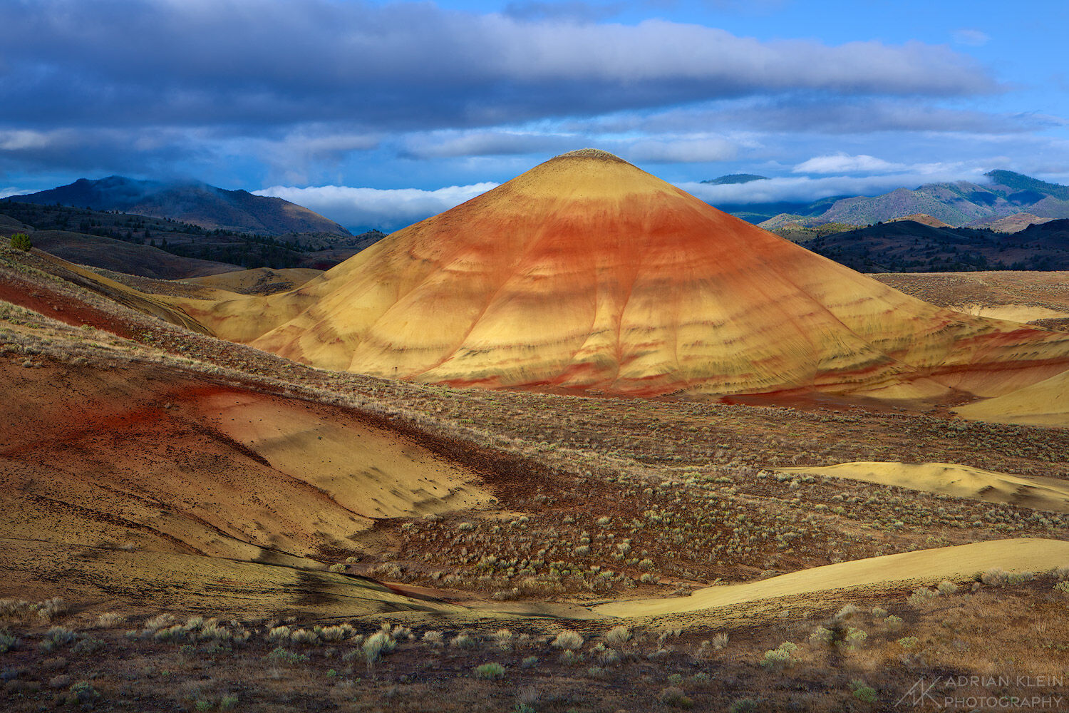 The Painted Hills in Central Oregon just after stormy sunrise