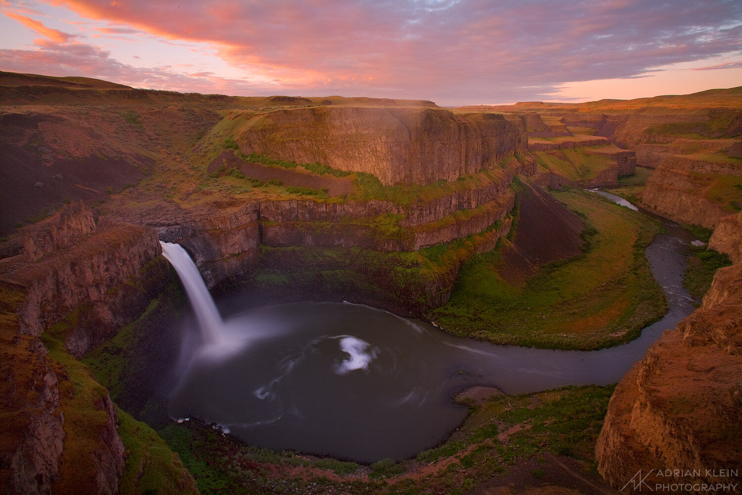 The sky lights up at sunrise over Palouse Falls in SE Washington state. Limited Edition of 50.