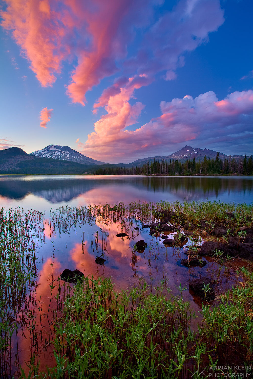 Clouds at sunset reflect in Sparks Lake in the high desert of Central Oregon. Limited Edition of 50.