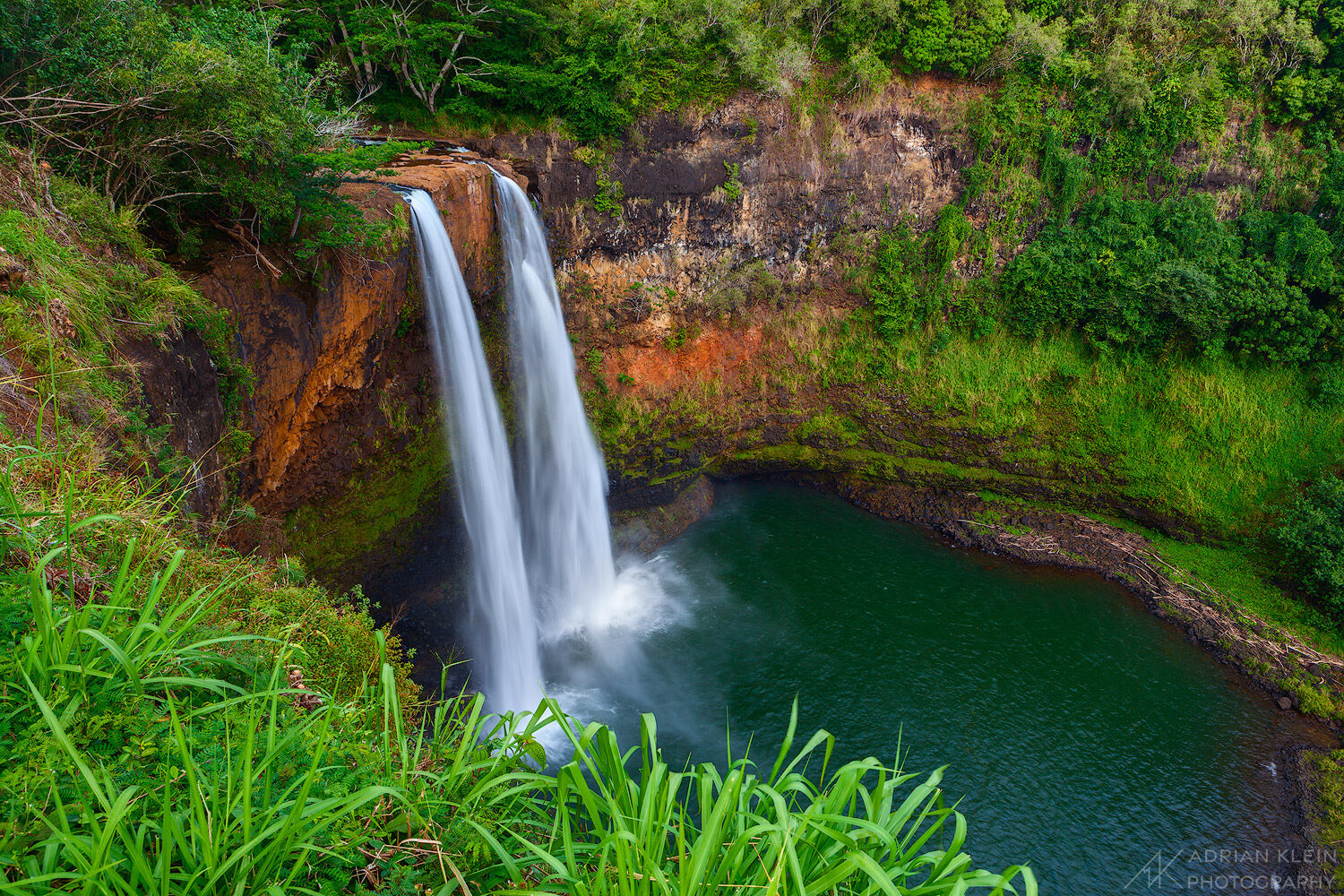 The majestic beauty of Wailua Falls is mesmerizing on a overcast day in Kauai, Hawaii.  Limited Edition of 50.