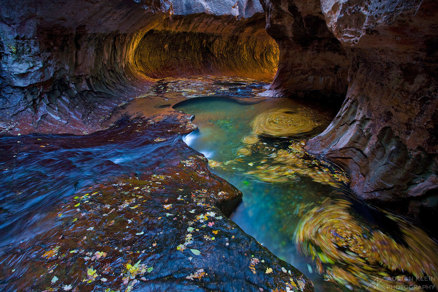 The Subway at Zion National Park, Utah during a frigid fall day hiking into this location. Limited Edition of 100.